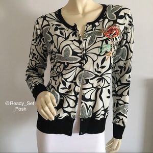 {new} Charlotte floral embroidered & mesh cardigan